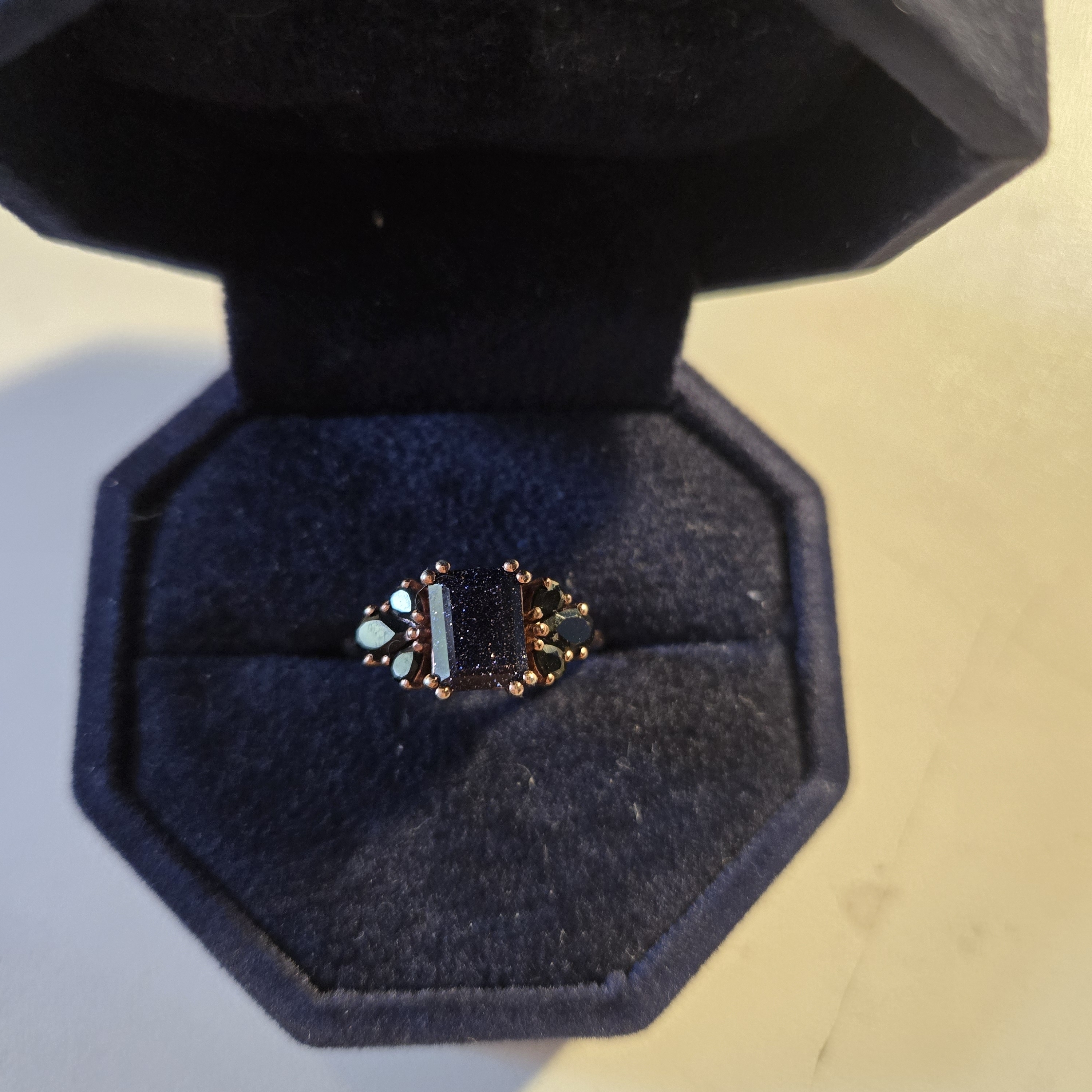 Elegant Black Moissonite And Rose Gold Women's Ring